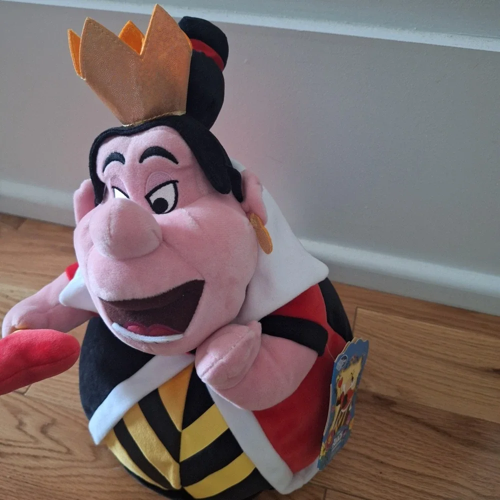 Disney Store Alice in Wonderland Red Queen Plush Toy Heart Scepter Red Gold NWT